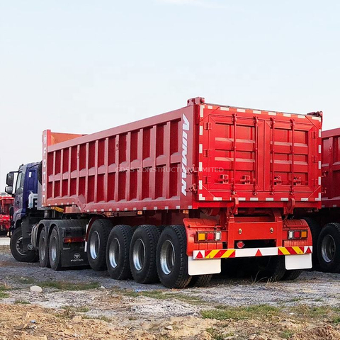ດ້ານຫຼັງ Tipping Side Dump 4 axles Tipper Trailer