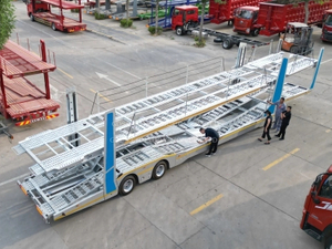 Usafiri wa magari 6 hudondosha ekseli ratchets zilizosakinishwa semi trela ya kubebea gari la gurudumu moja